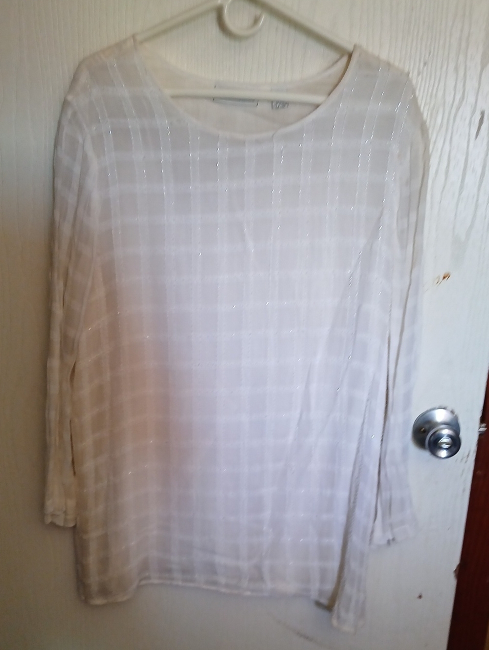 Amanda Smith White Check Long-Sleeve Blouse